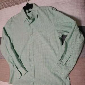 J Crew Men's Button Front Long Sleeve 100% Cotton Blue Green Check Shirt Large